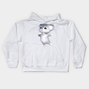 3d rendering of happy silver kitten Kids Hoodie